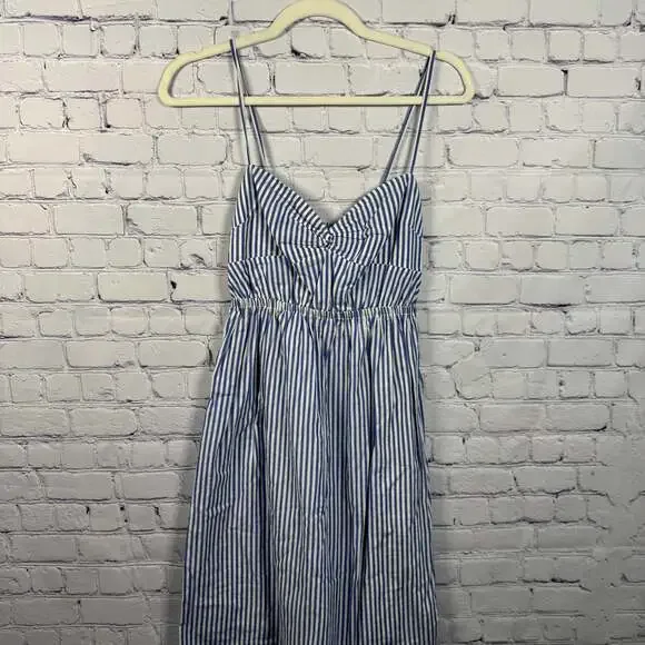 NWT J Crew Factory Blue White Cotton Stripe Tank Dress Size 00 - Picture 1 of 6